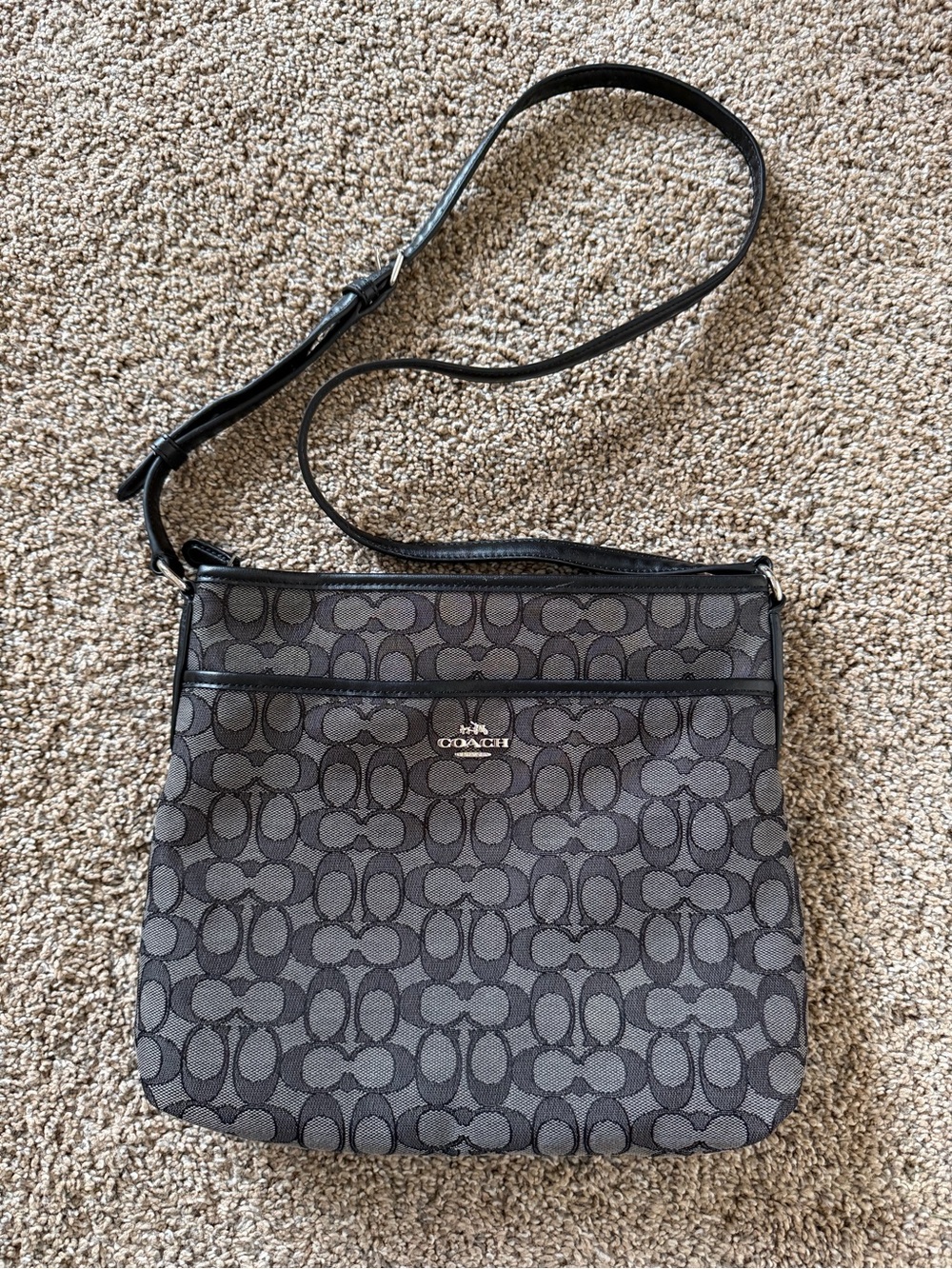 COACH Black Signature Jacquard File Bag Crossbody F58285